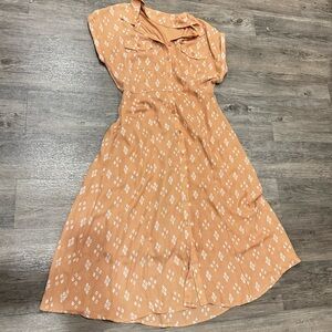 Lucky Brand Peach Patterned Midi Dress